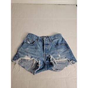 Levis Premium 501 Denim Shorts Womens 25 Button Fly Cut-Off 100% Cotton Rigid